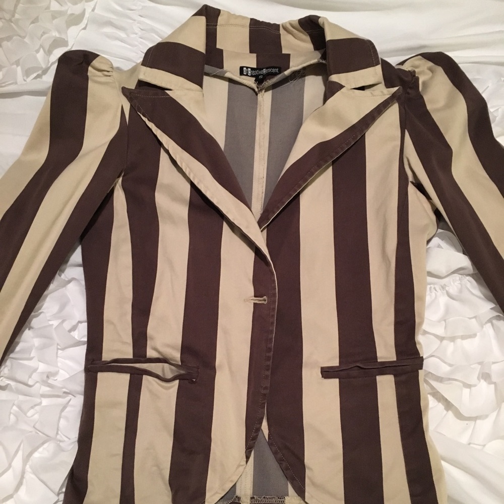 Brown and Tan Striped Blazer